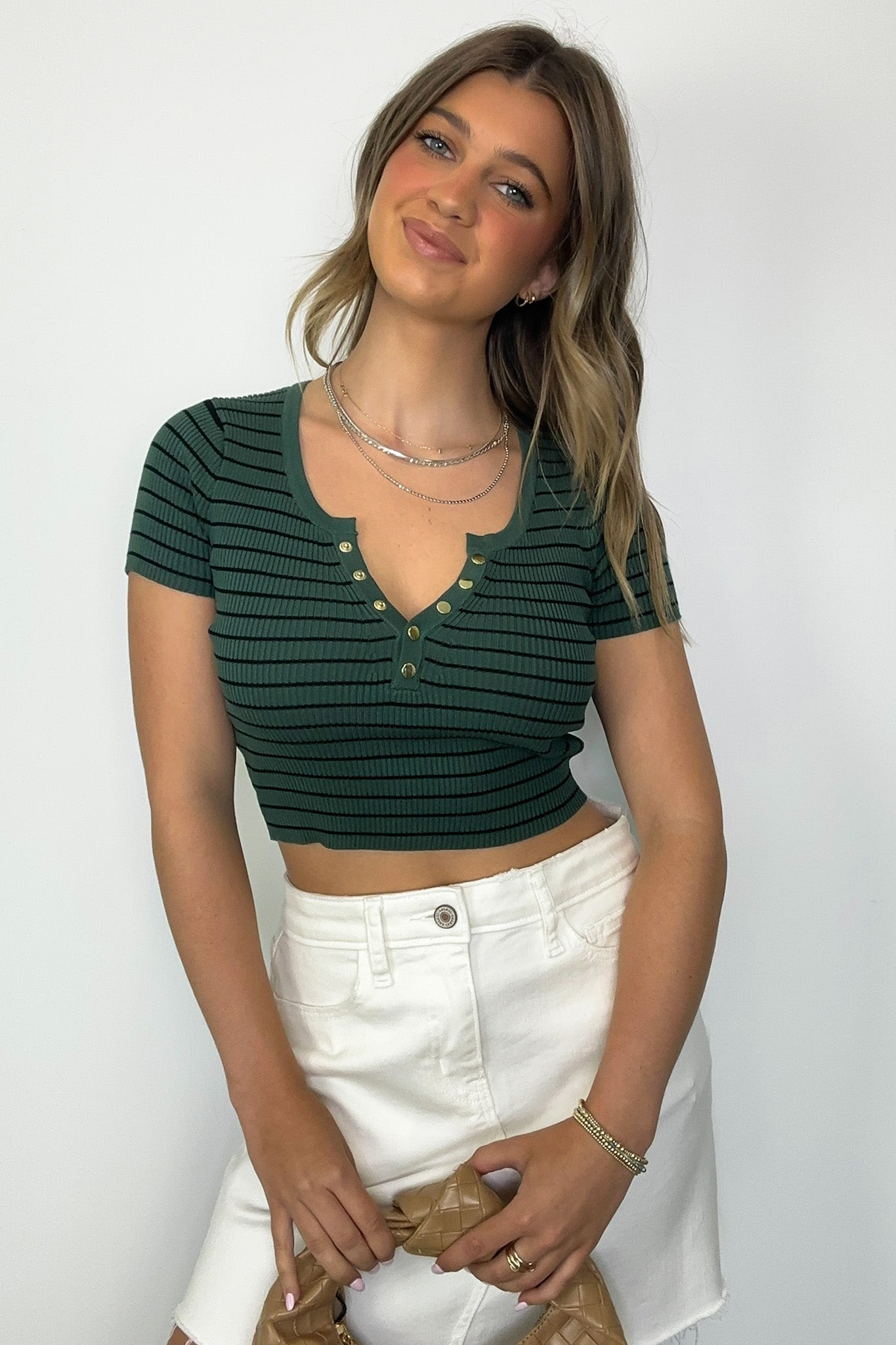 Gracie Striped Henley Top - Madison and Mallory