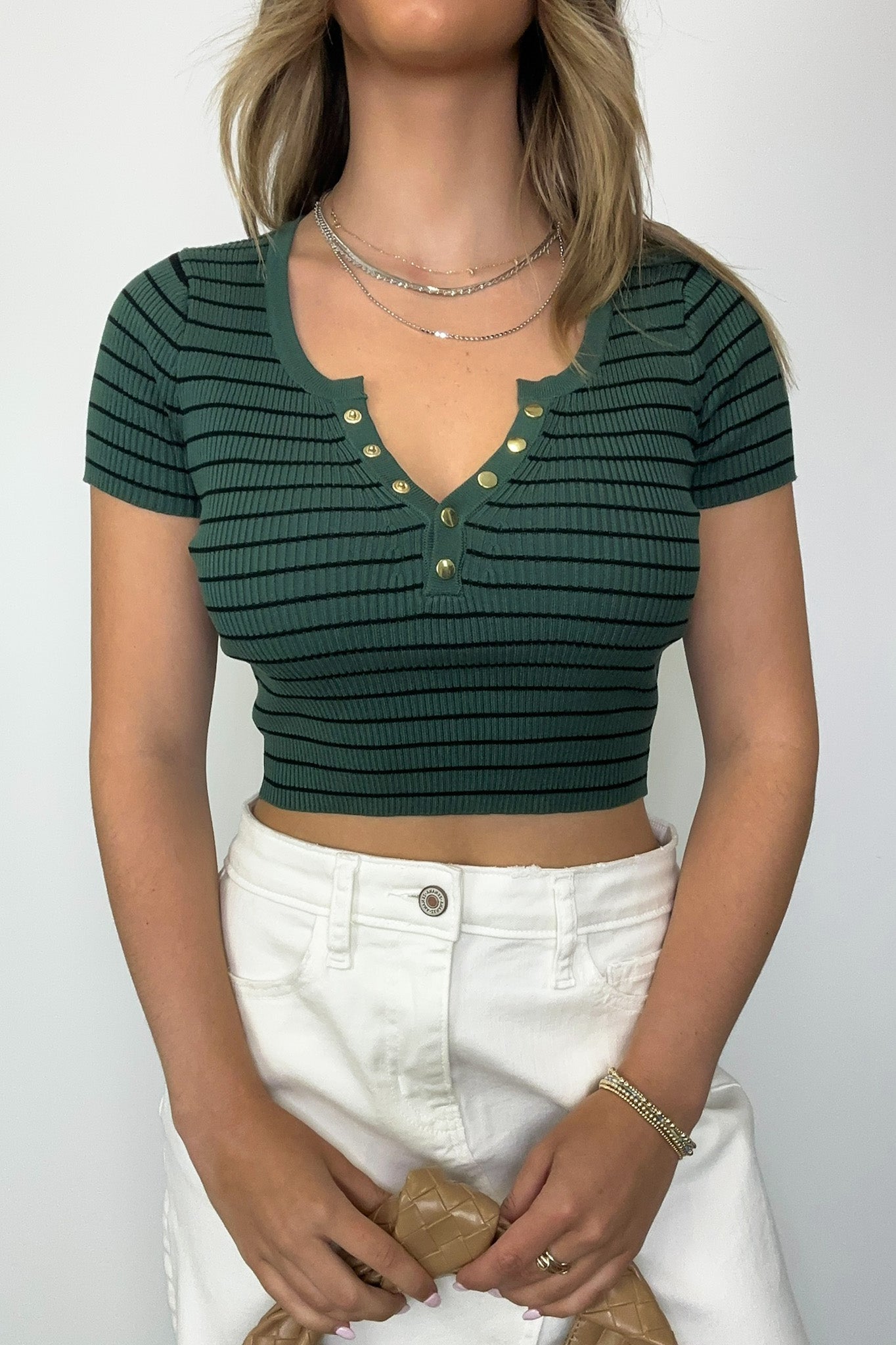 Gracie Striped Henley Top - Madison and Mallory