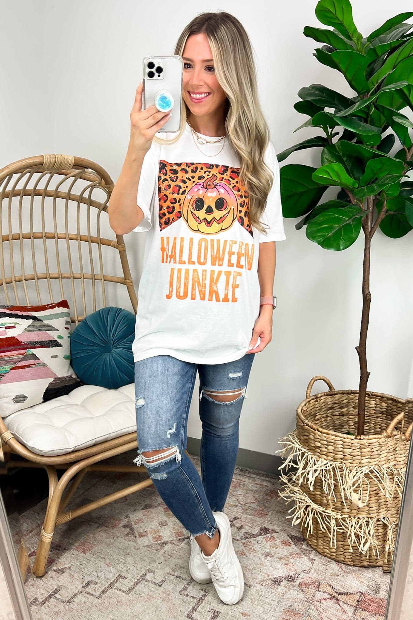 Halloween Junkie Oversized Graphic Tee - Madison and Mallory