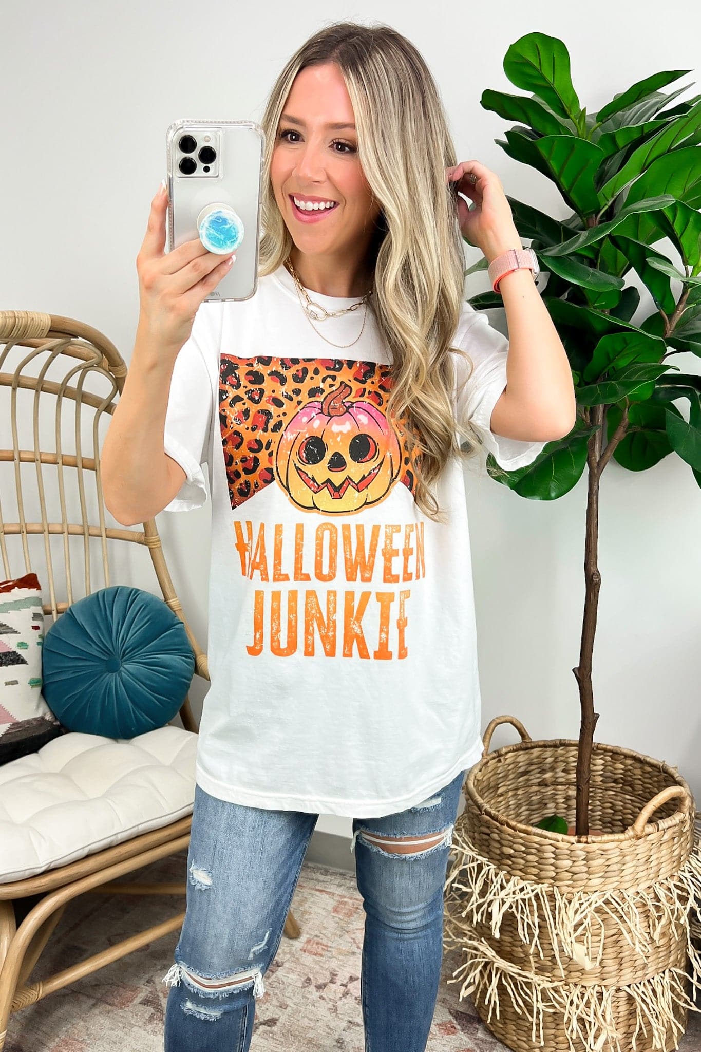 Halloween Junkie Oversized Graphic Tee - Madison and Mallory