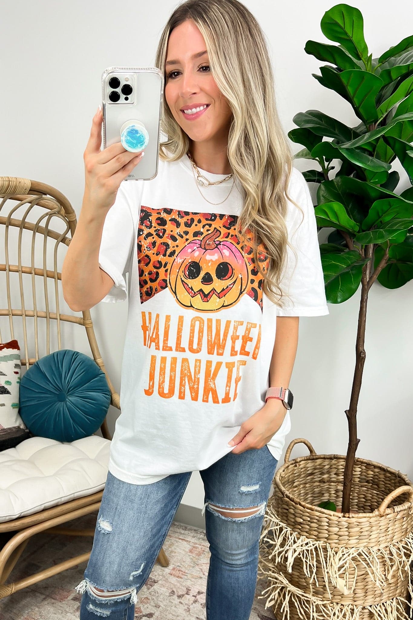 Halloween Junkie Oversized Graphic Tee - Madison and Mallory