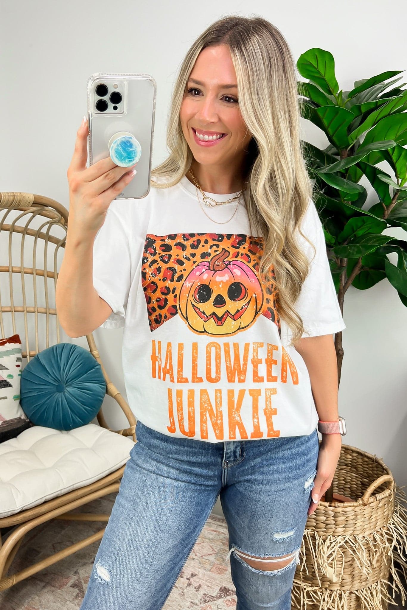 Halloween Junkie Oversized Graphic Tee - Madison and Mallory