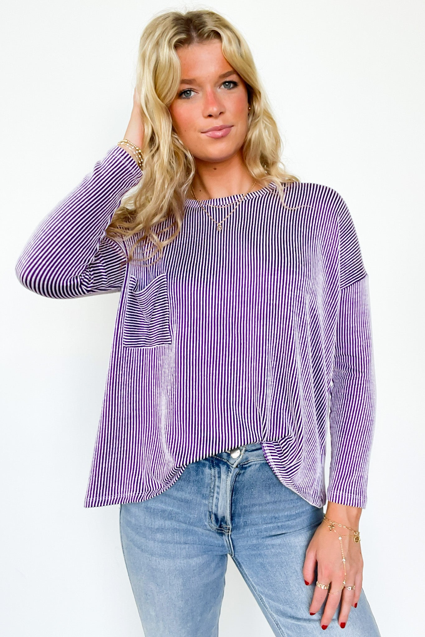 Violet / SM Harper Chill Ribbed Long Sleeve Top - FINAL SALE - Madison and Mallory
