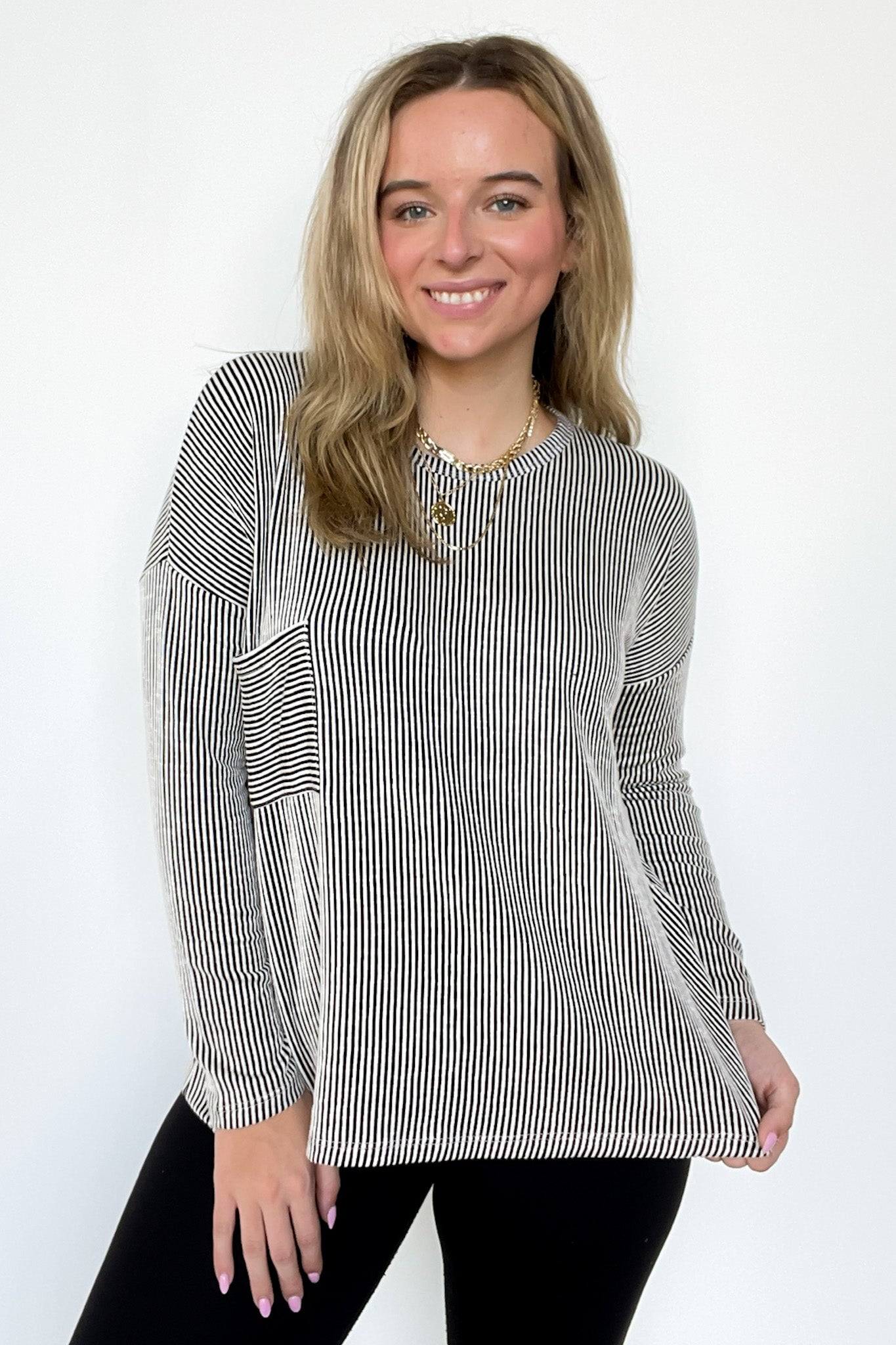 Black / SM Harper Chill Ribbed Long Sleeve Top - FINAL SALE - Madison and Mallory