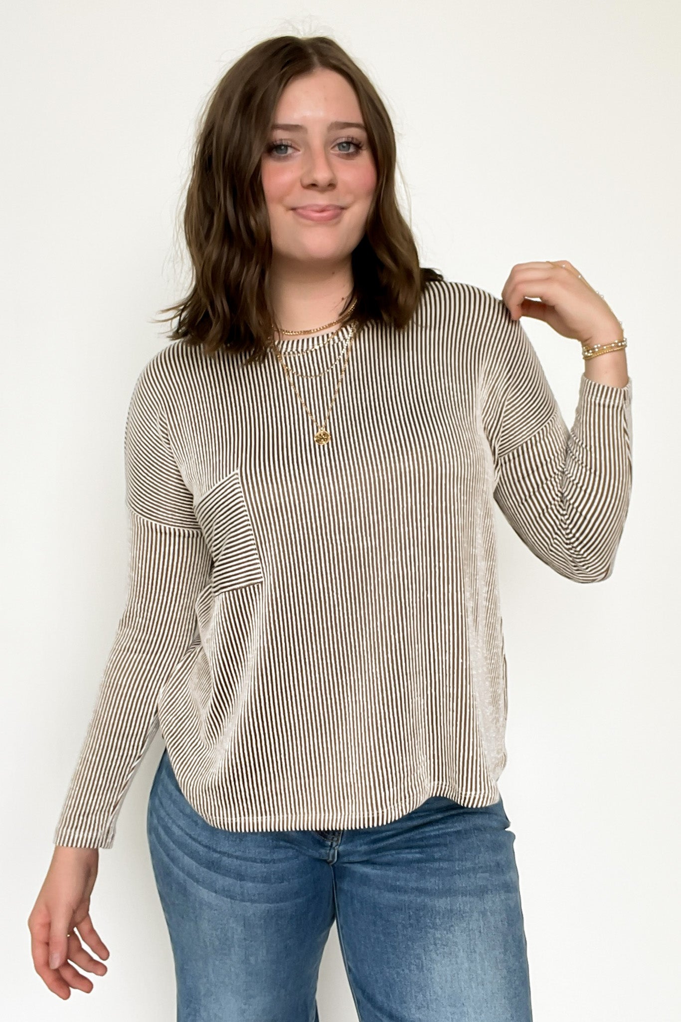 Mocha / SM Harper Chill Ribbed Long Sleeve Top - FINAL SALE - Madison and Mallory