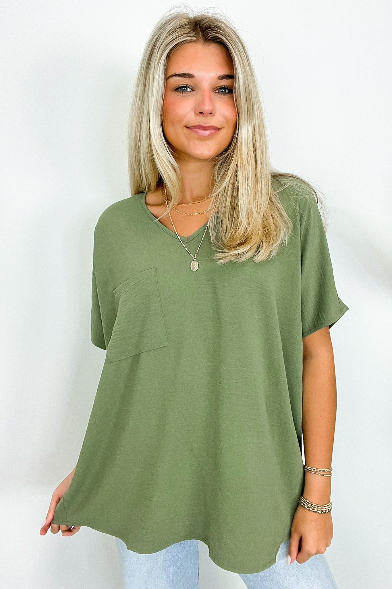 Light Olive / S Have it Here V-Neck Pocket Top | BACK IN STOCK + NEW COLORS - Madison and Mallory