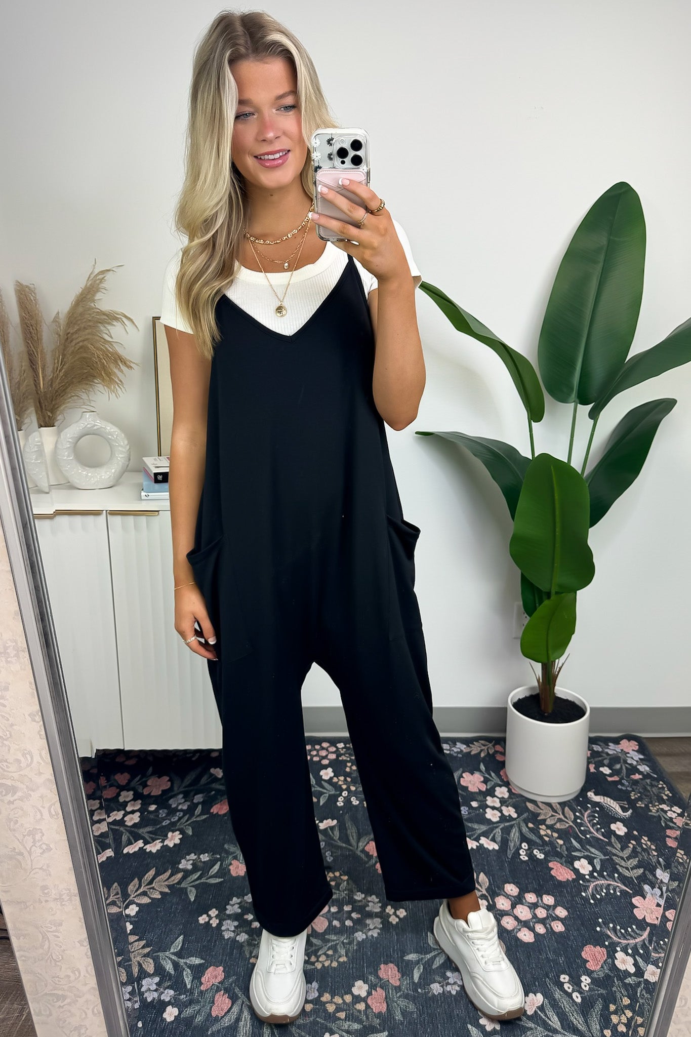 Black / S Heat Wave Relaxed Sleeveless Jumpsuit - Madison and Mallory