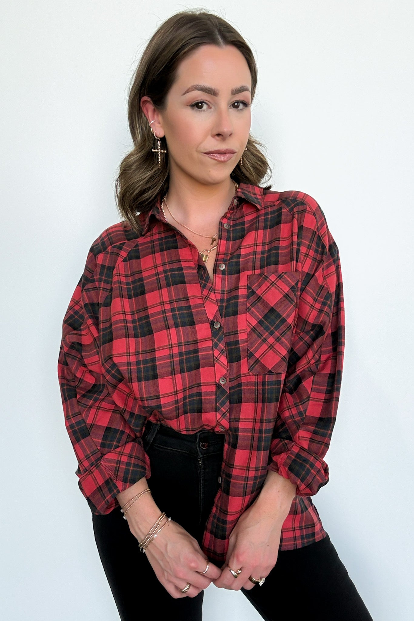 Walnut Cove Relaxed Vintage Plaid Flannel Top - FINAL SALE - Madison and Mallory