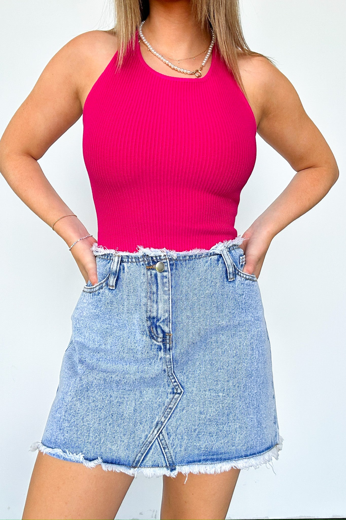 Leonorah Raw Hem Denim Skirt - FINAL SALE - Madison and Mallory