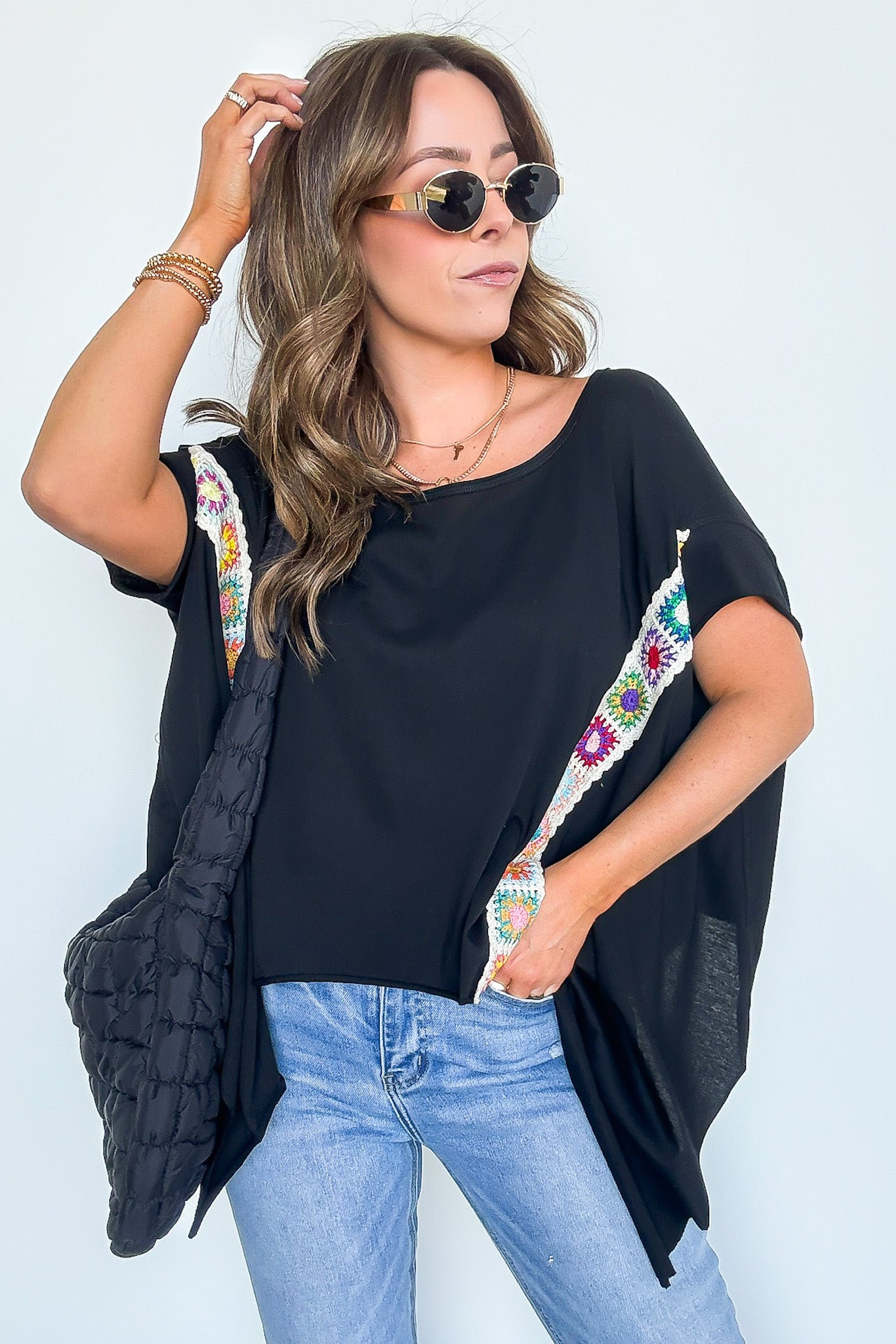 Liz Crochet Trim Batwing Top - FINAL SALE - Madison and Mallory