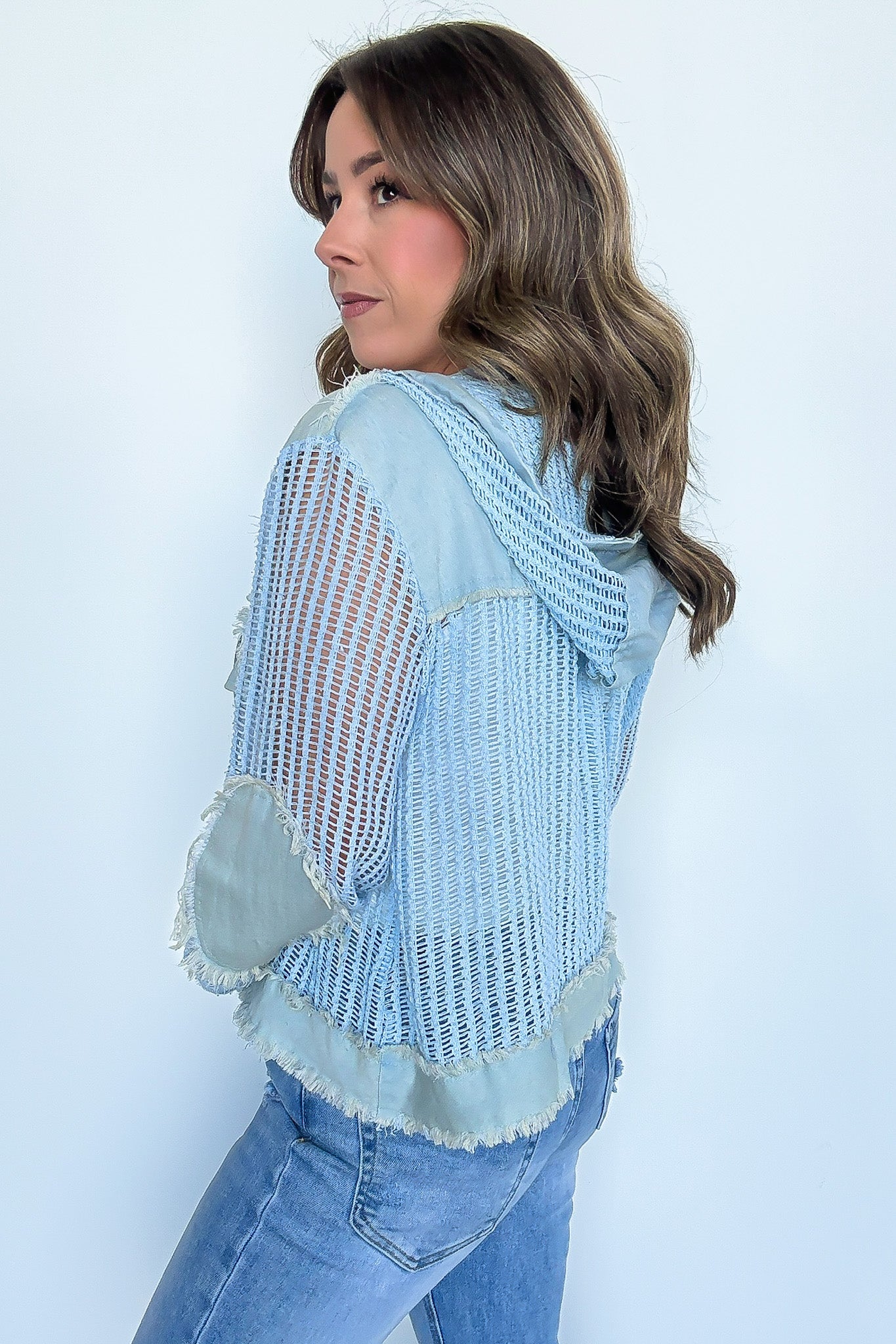 Millie Open Knit Drawstring Hem Button Down Top - FINAL SALE - Madison and Mallory