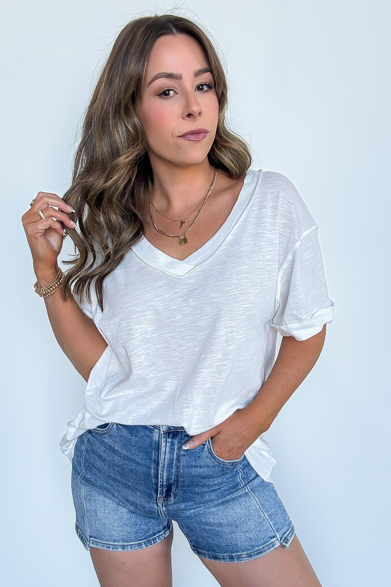 Retro Pop Relaxed V-Neck Short Sleeve Top - FINAL SALE - Madison and Mallory