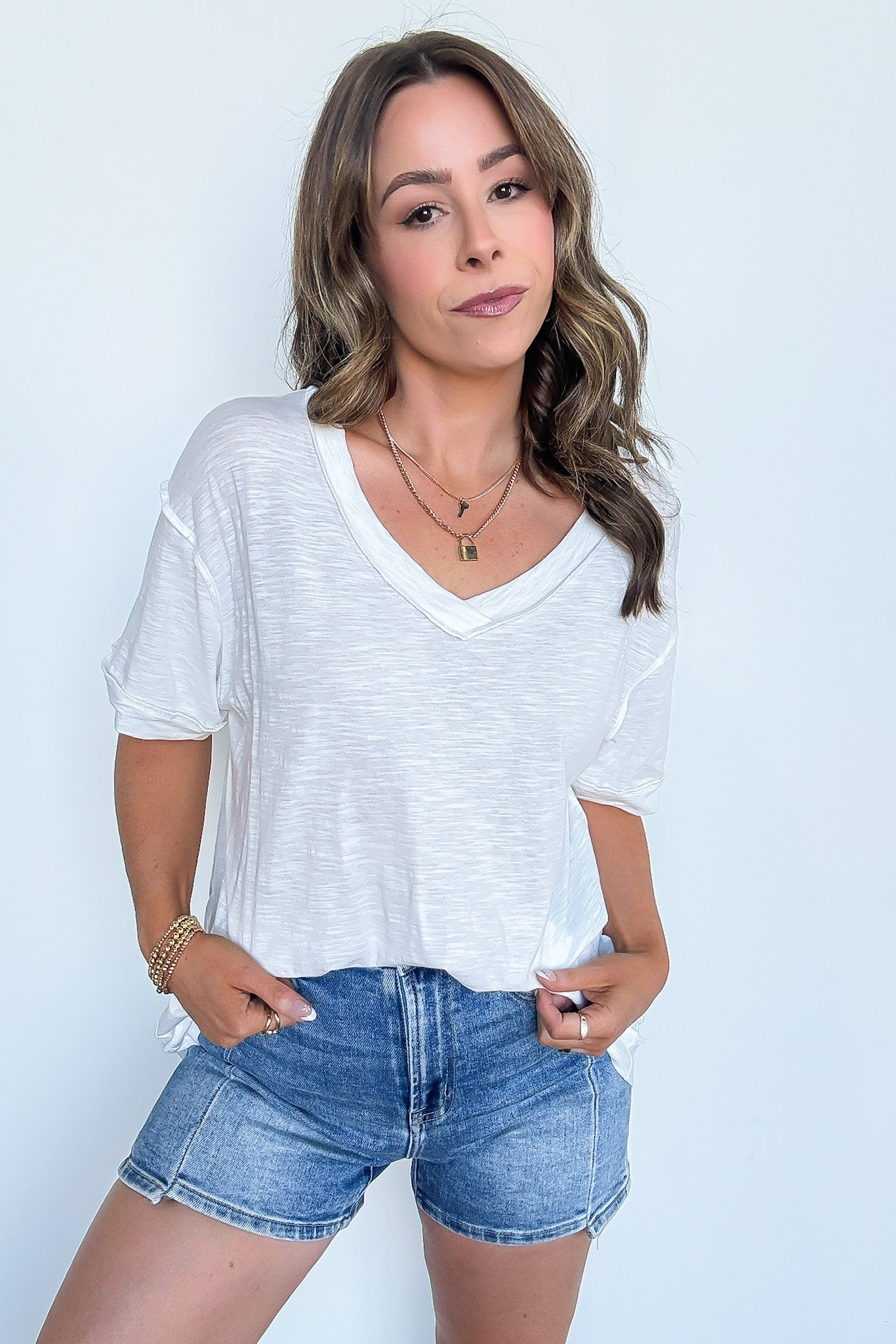 Retro Pop Relaxed V-Neck Short Sleeve Top - FINAL SALE