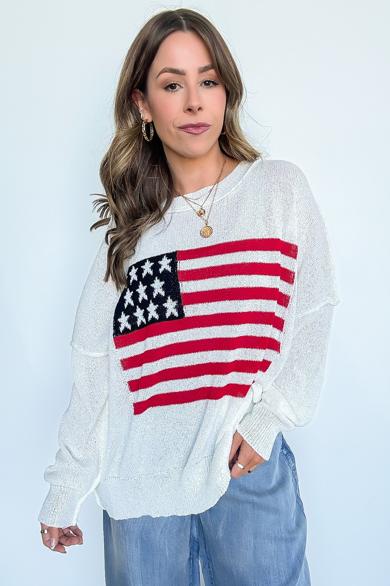 Freedom Ring American Flag Knit Sweater - FINAL SALE - Madison and Mallory