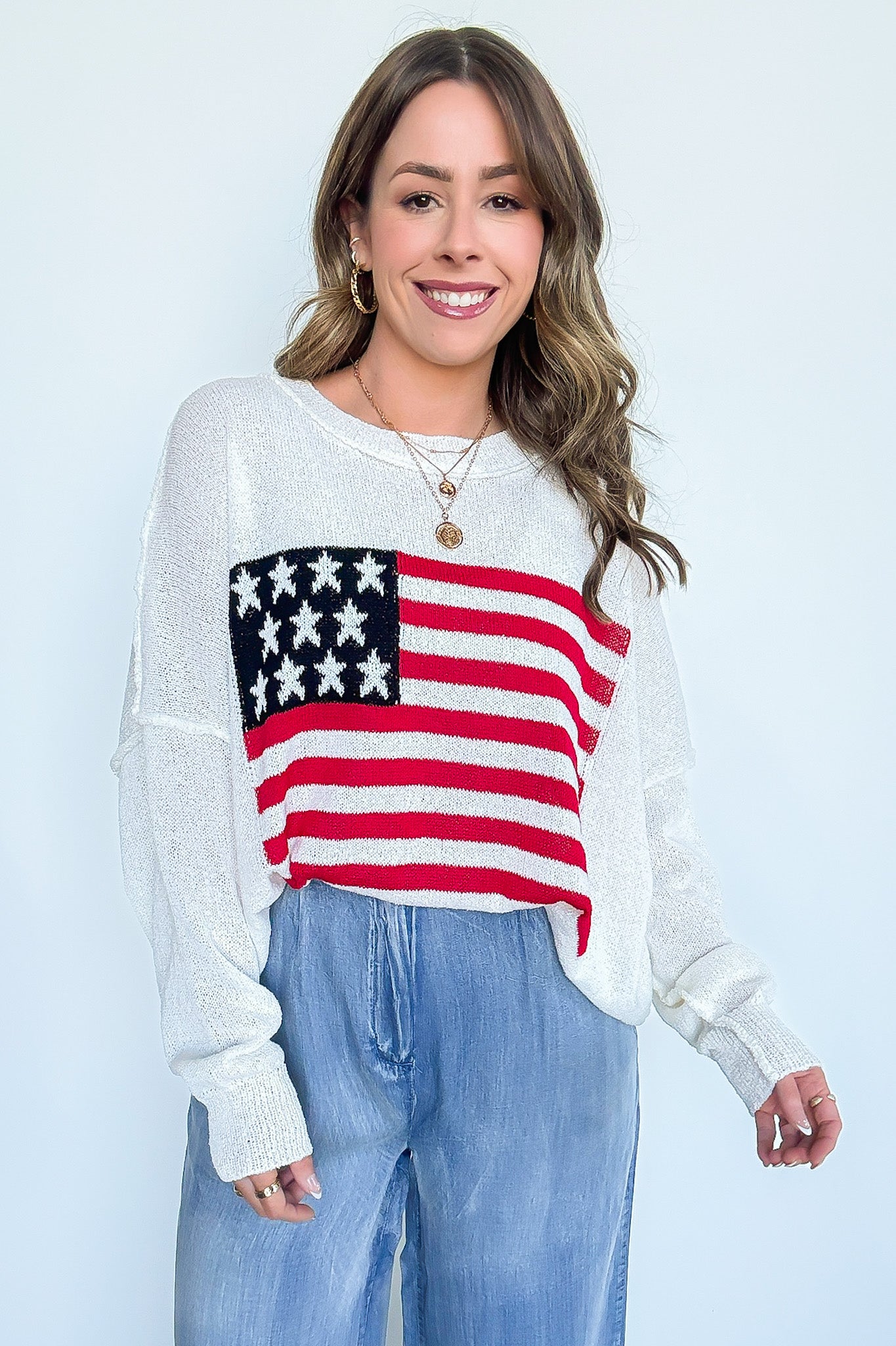 Freedom Ring American Flag Knit Sweater - FINAL SALE - Madison and Mallory
