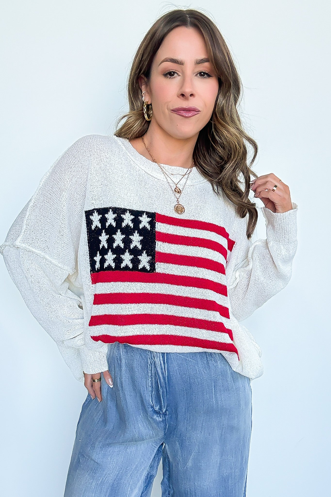 Freedom Ring American Flag Knit Sweater - FINAL SALE - Madison and Mallory