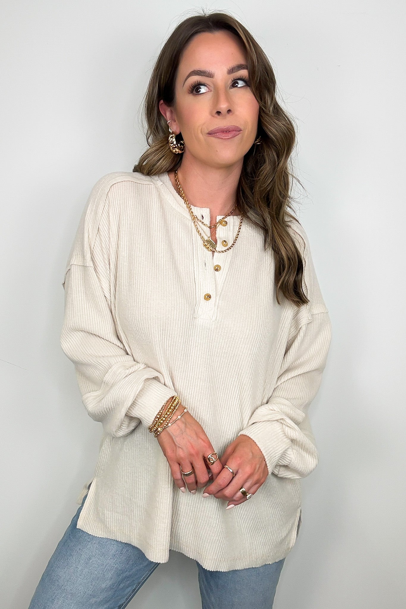 Cozy Outcome Ribbed Henley Top - FINAL SALE - Madison and Mallory