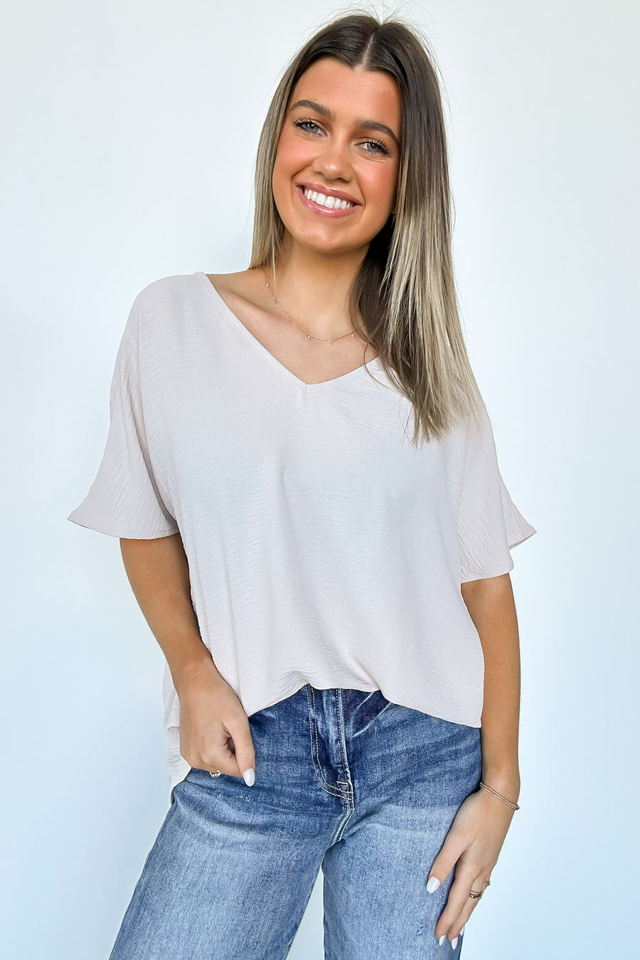  Evlynn V-Neck Short Sleeve Top - Madison and Mallory