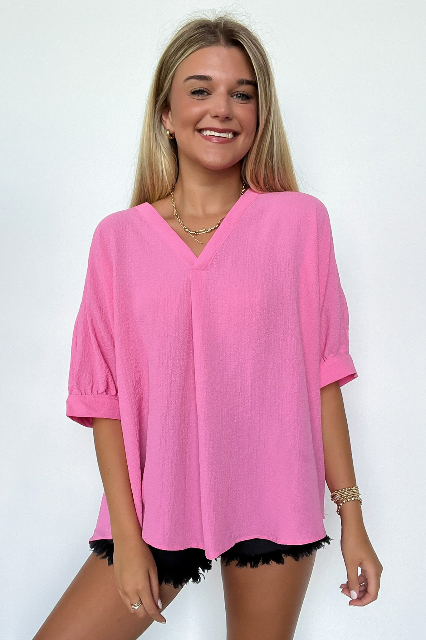 Lucie V-Neck Flowy Blouse Top - FINAL SALE - Madison and Mallory