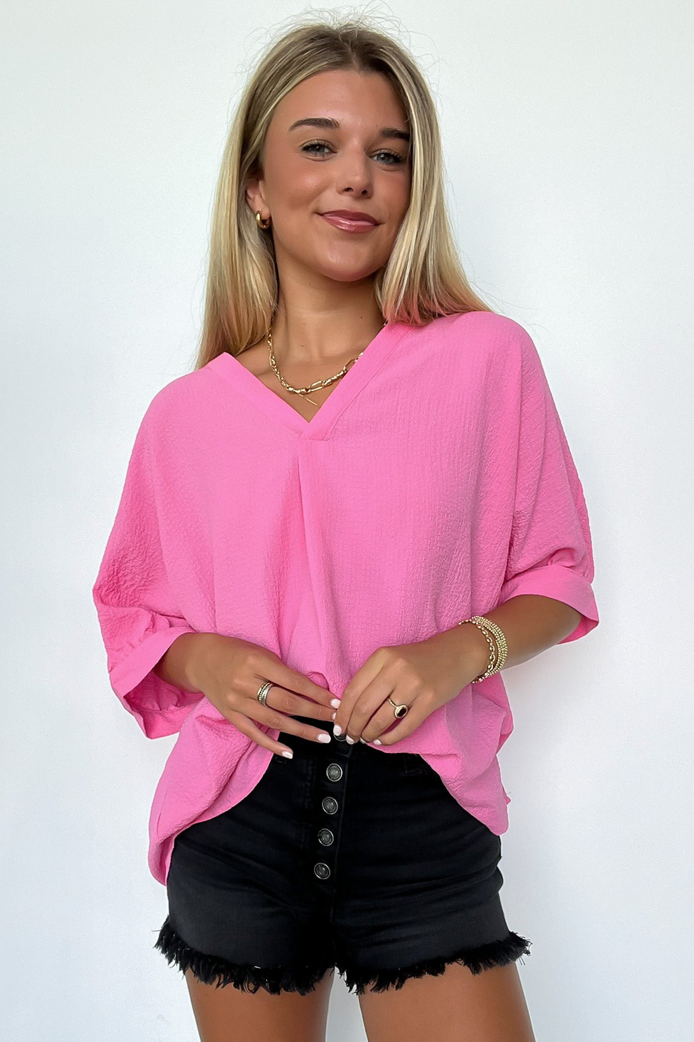 Lucie V-Neck Flowy Blouse Top - FINAL SALE - Madison and Mallory