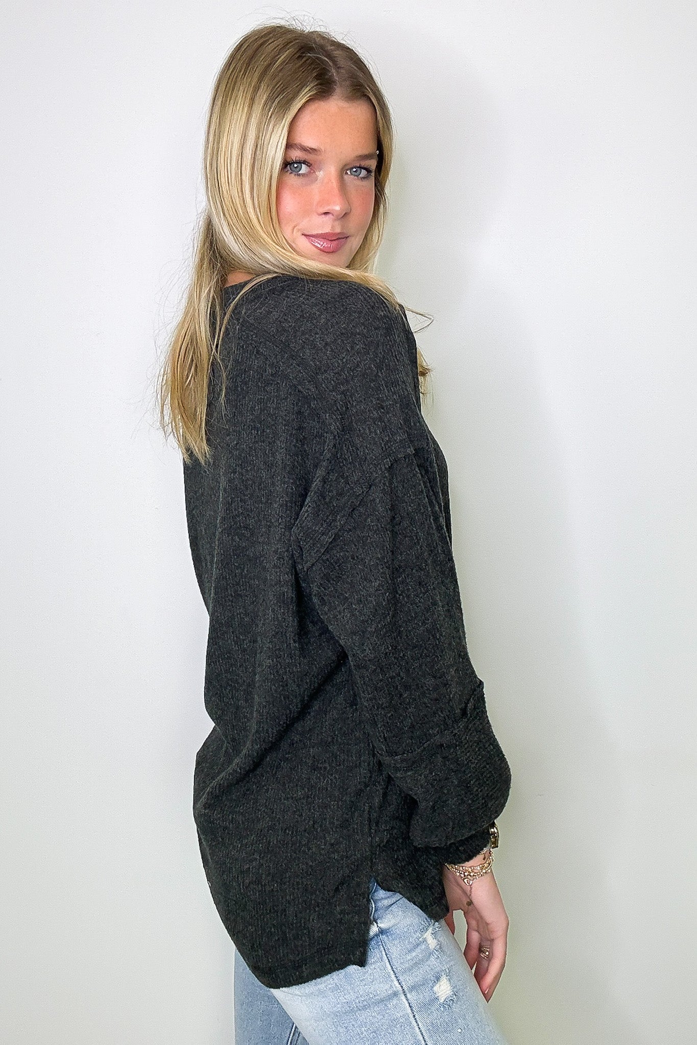 Cozy Outcome Ribbed Henley Top - FINAL SALE - Madison and Mallory