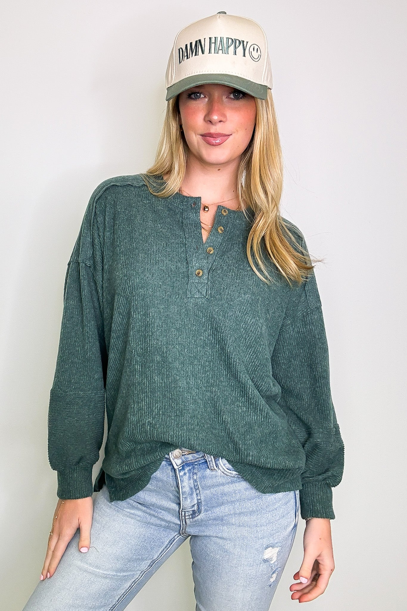 Cozy Outcome Ribbed Henley Top - FINAL SALE - Madison and Mallory
