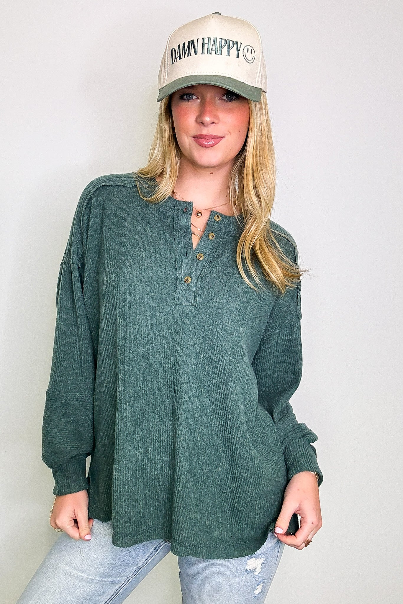 Cozy Outcome Ribbed Henley Top - FINAL SALE - Madison and Mallory