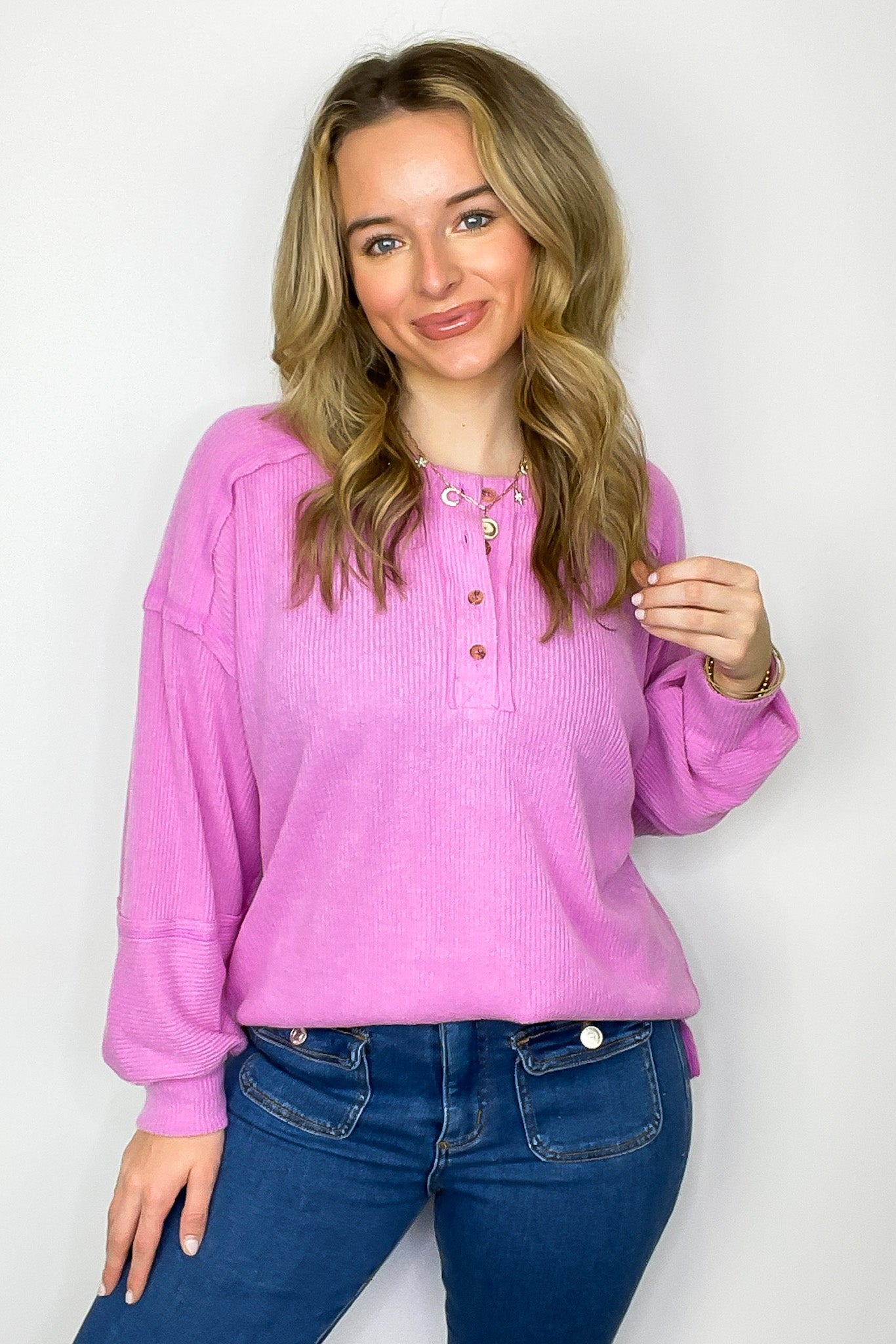 Cozy Outcome Ribbed Henley Top - FINAL SALE - Madison and Mallory