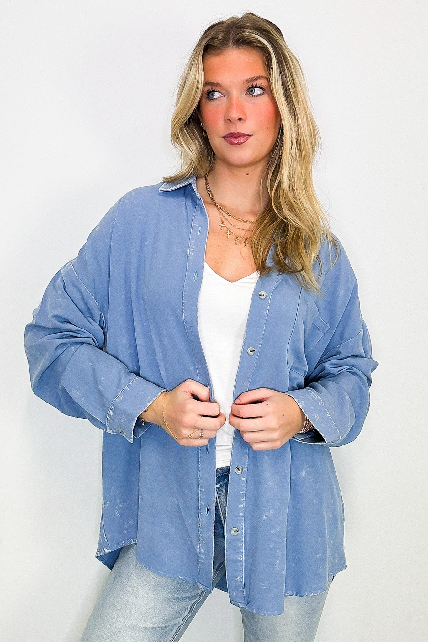 Margot Mineral Wash Button Down Top - FINAL SALE - Madison and Mallory