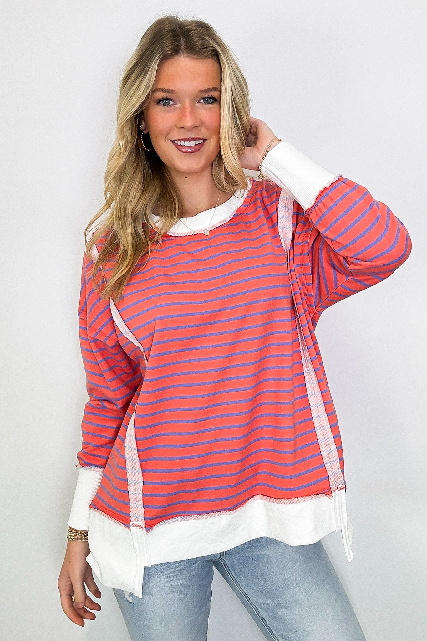 Livie Striped Relaxed Fit Pullover - FINAL SALE - Madison and Mallory