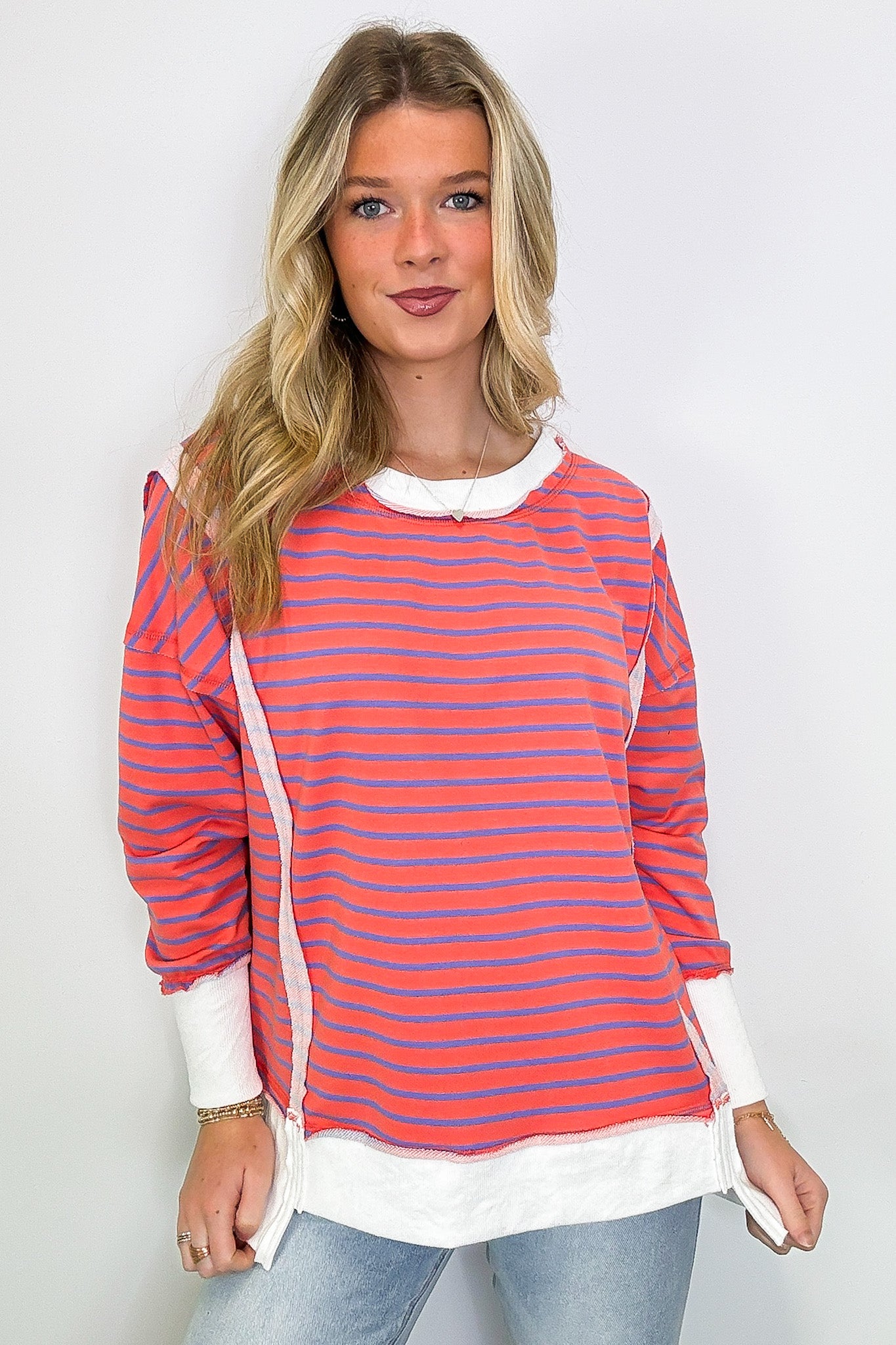 Livie Striped Relaxed Fit Pullover - FINAL SALE - Madison and Mallory