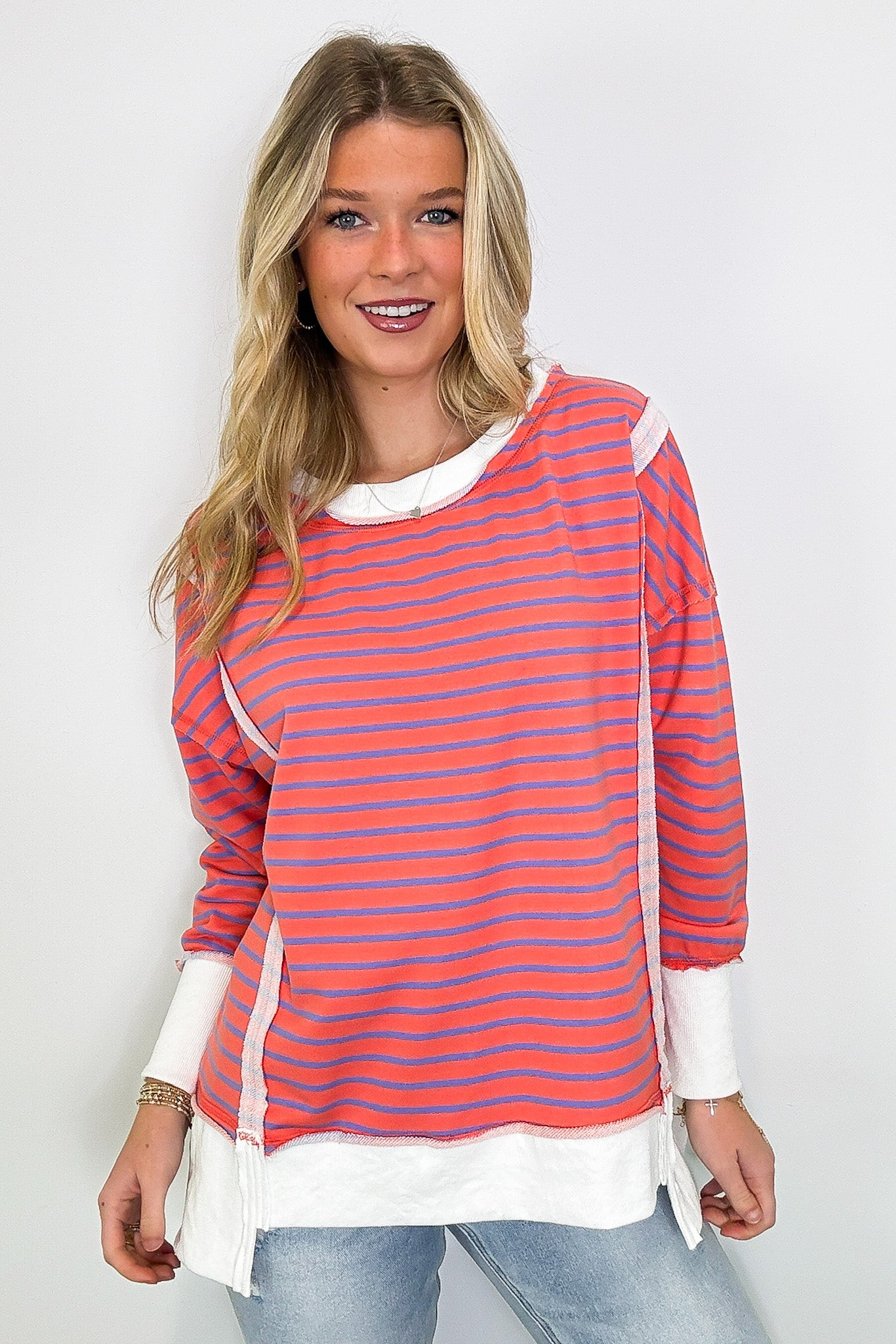 Livie Striped Relaxed Fit Pullover - FINAL SALE - Madison and Mallory