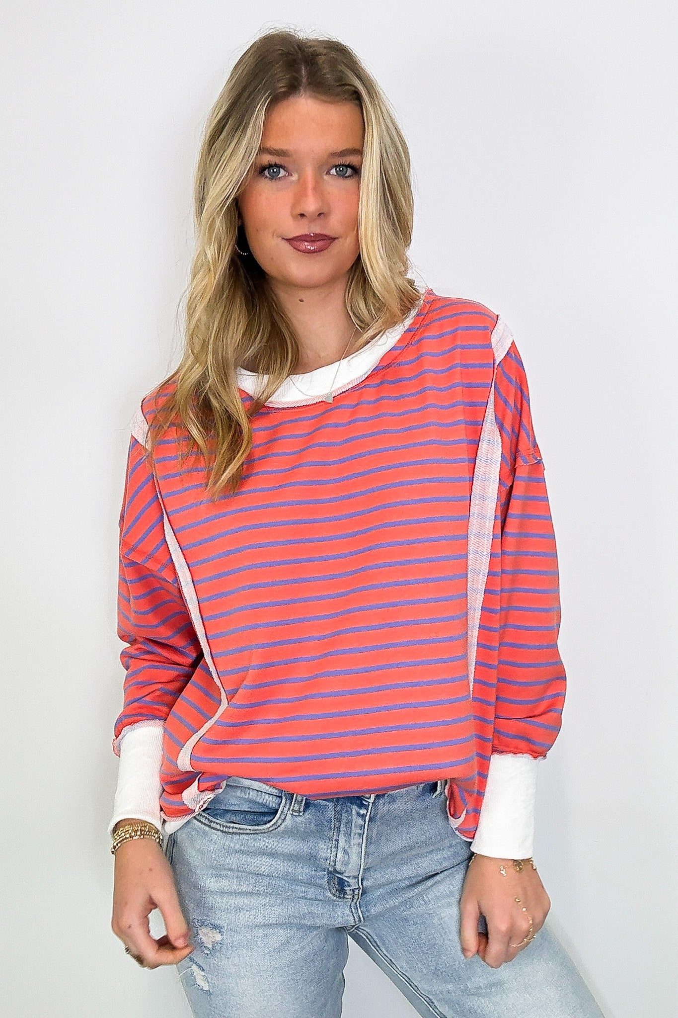 Livie Striped Relaxed Fit Pullover - FINAL SALE - Madison and Mallory