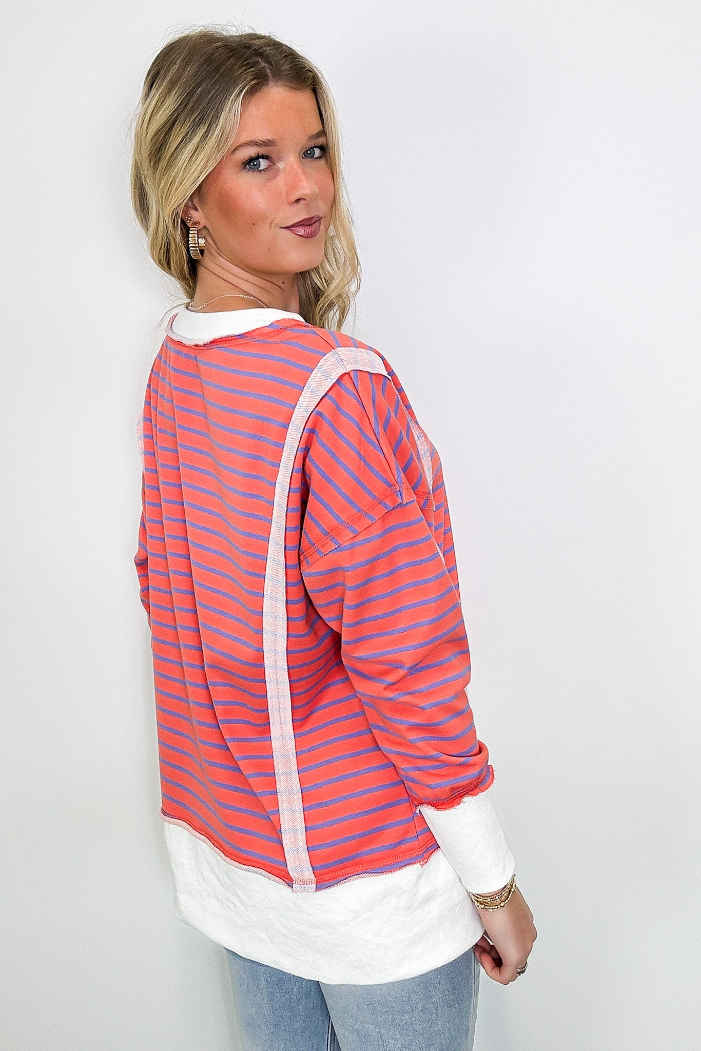 Livie Striped Relaxed Fit Pullover - FINAL SALE - Madison and Mallory