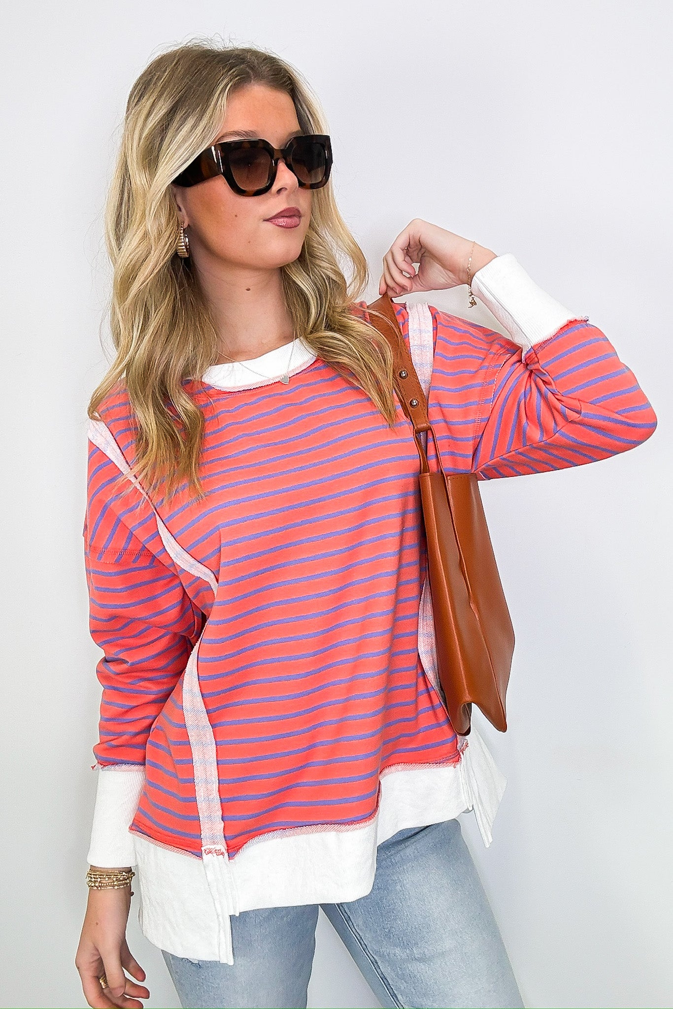 Livie Striped Relaxed Fit Pullover - FINAL SALE - Madison and Mallory