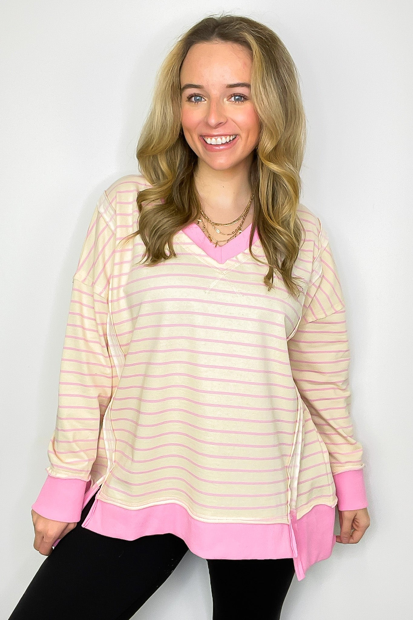 Happiest Hour V-Neck Striped Top - FINAL SALE - Madison and Mallory