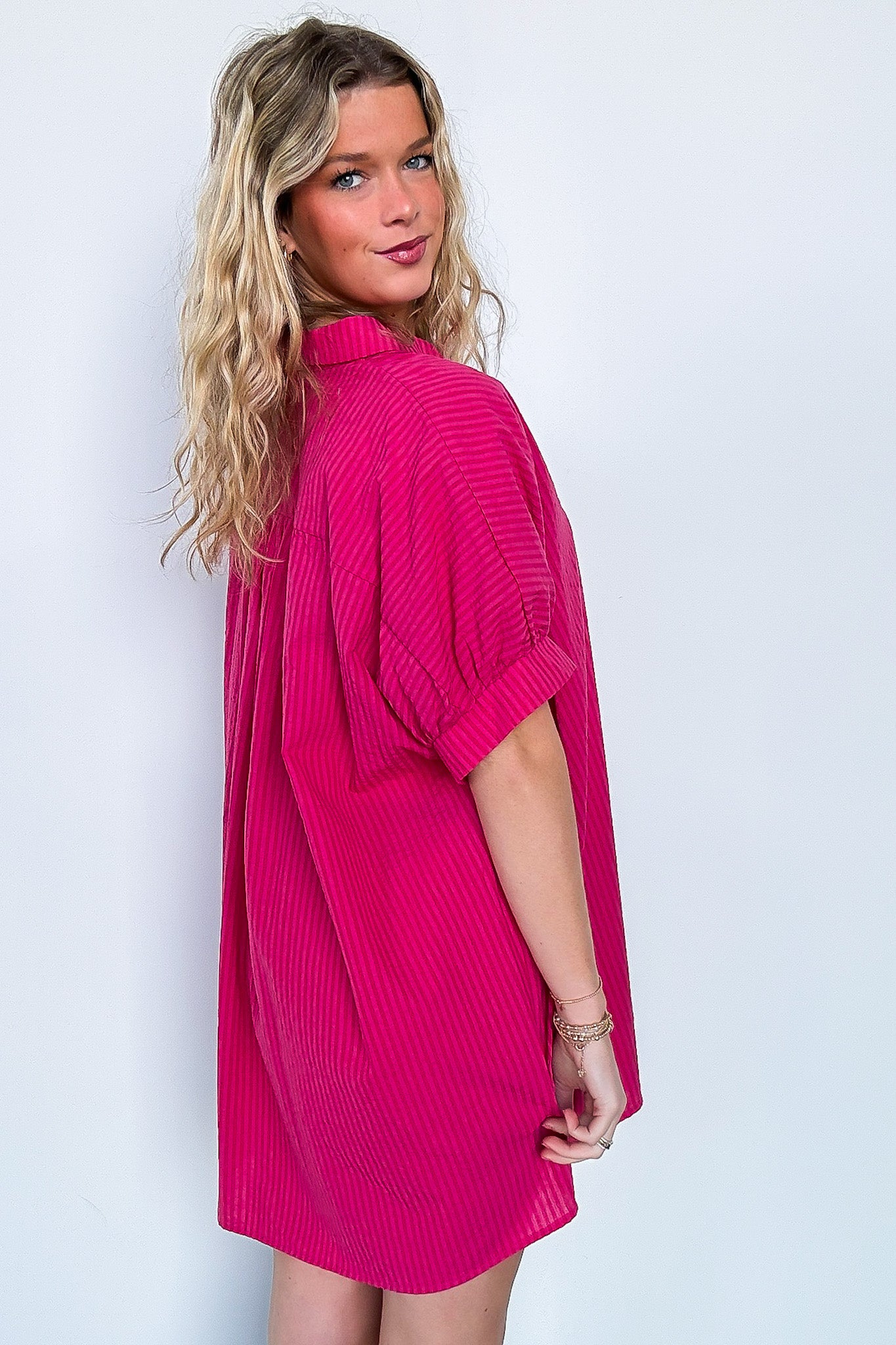 Renna Striped Button Up Shirt Dress - FINAL SALE - Madison and Mallory