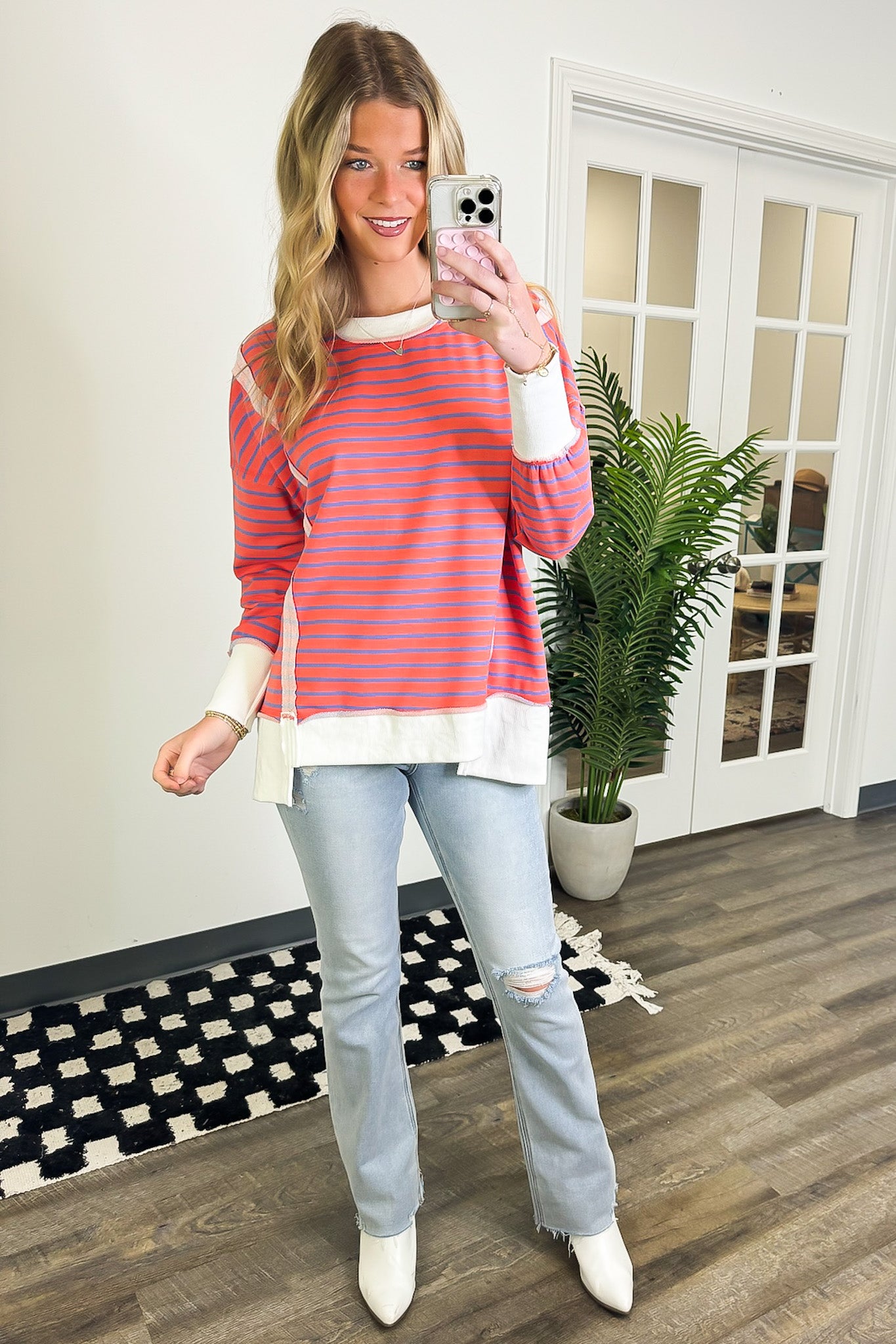 Livie Striped Relaxed Fit Pullover - FINAL SALE - Madison and Mallory