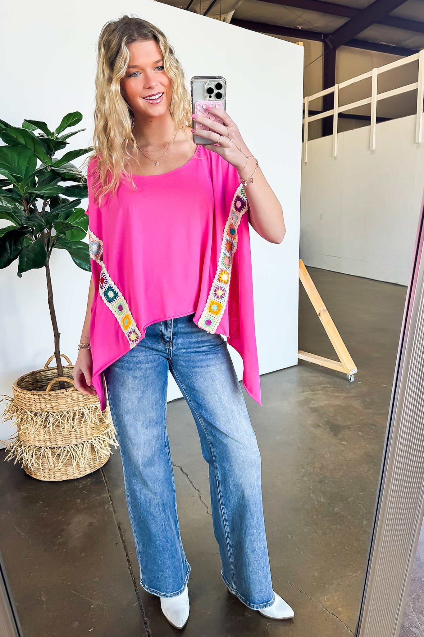 Liz Crochet Trim Batwing Top - FINAL SALE - Madison and Mallory