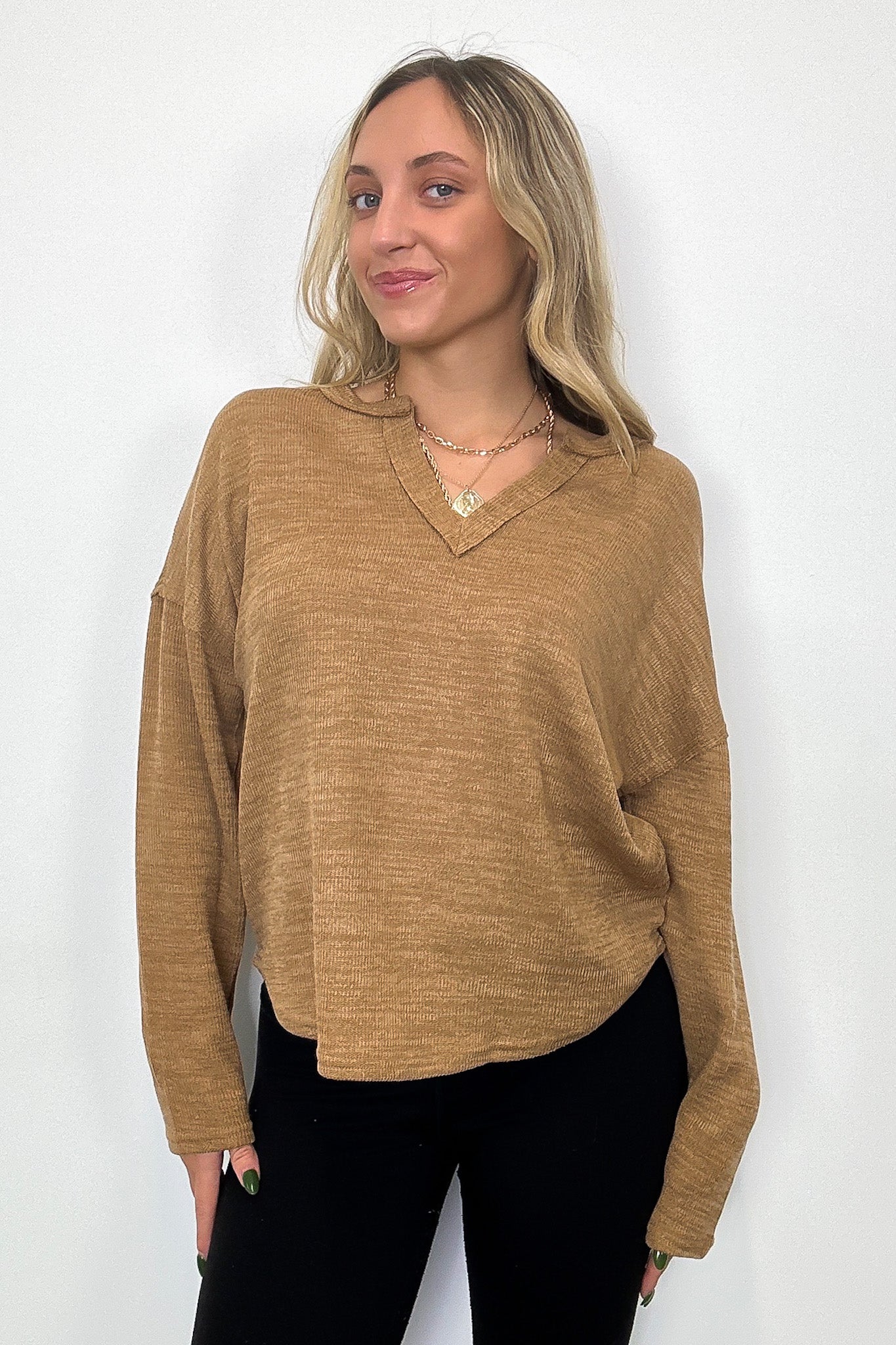 Modern Muse Notch V-Neck Top - FINAL SALE - Madison and Mallory