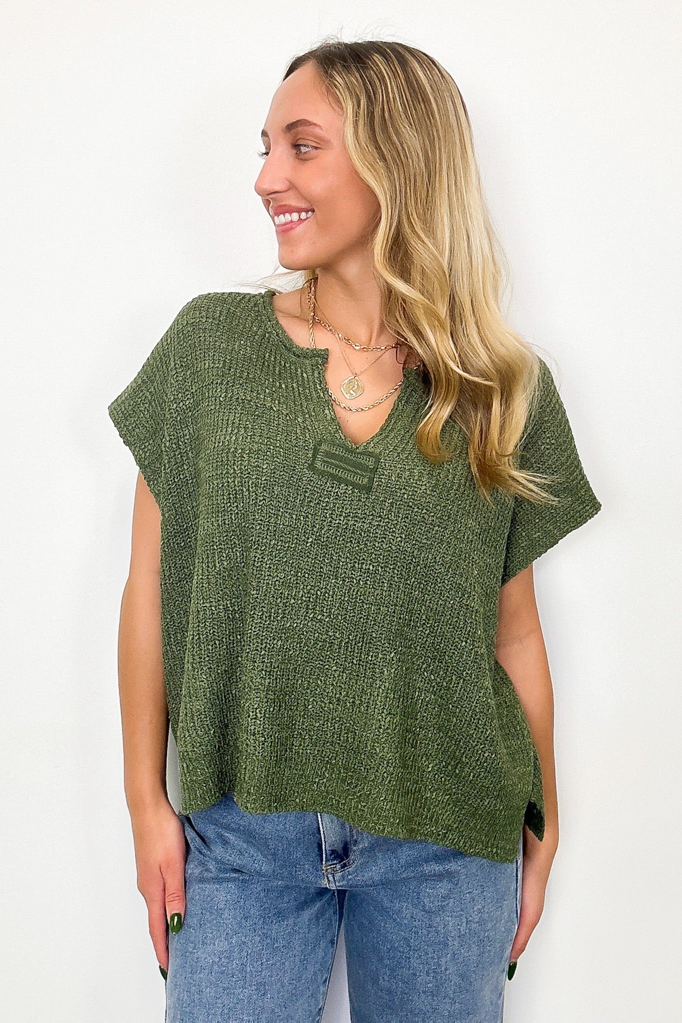 Necessary Charm V-Neck Side Slit Knit Top - BACK IN STOCK - Madison and Mallory