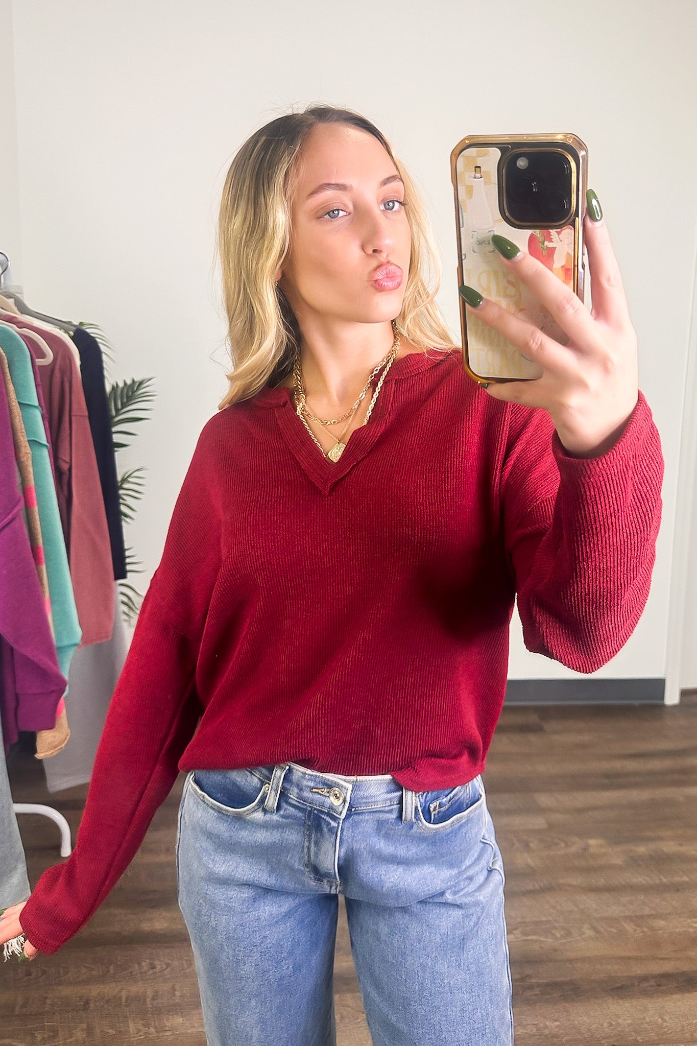 Modern Muse Notch V-Neck Top - FINAL SALE - Madison and Mallory