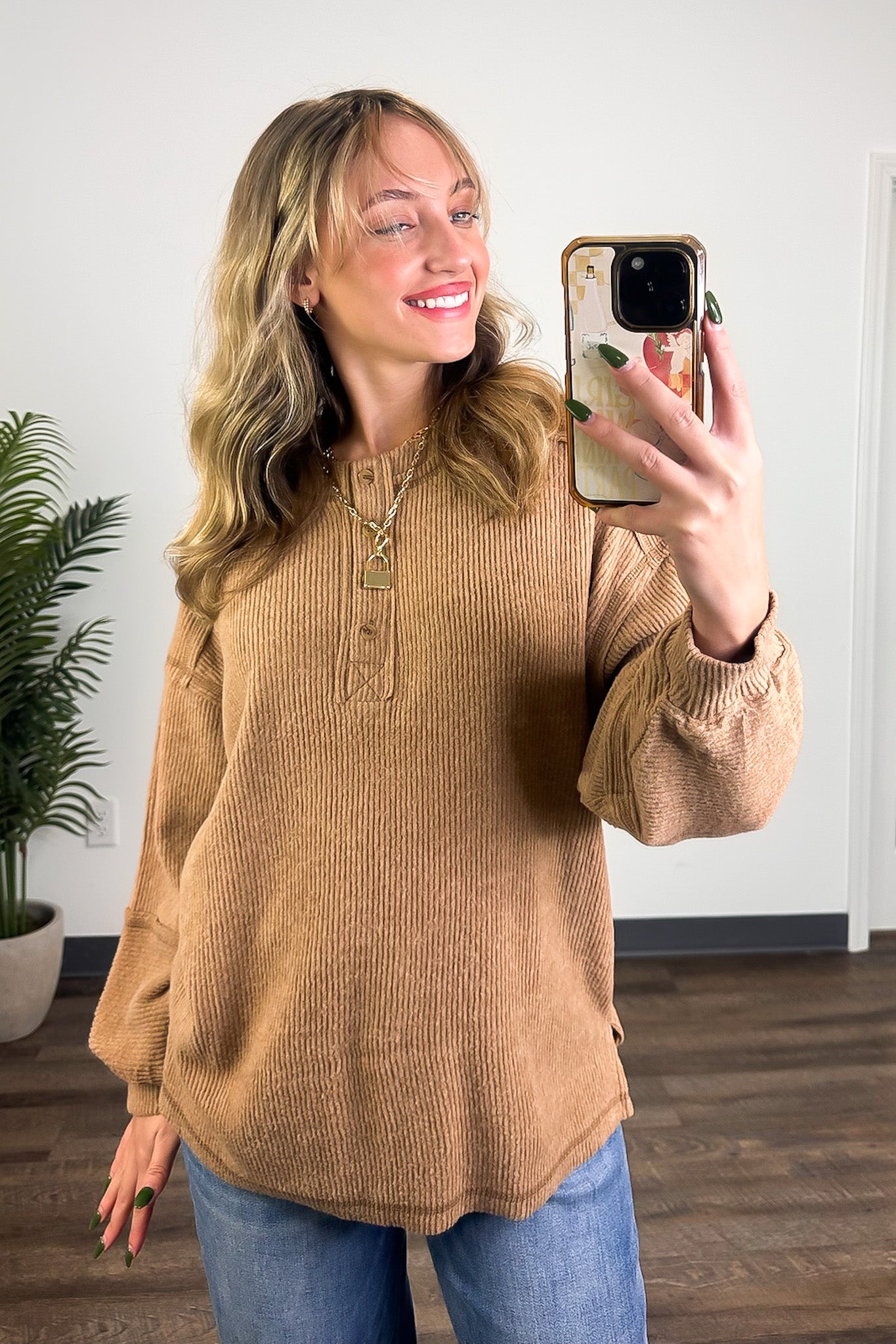 Cozy Outcome Ribbed Henley Top - FINAL SALE