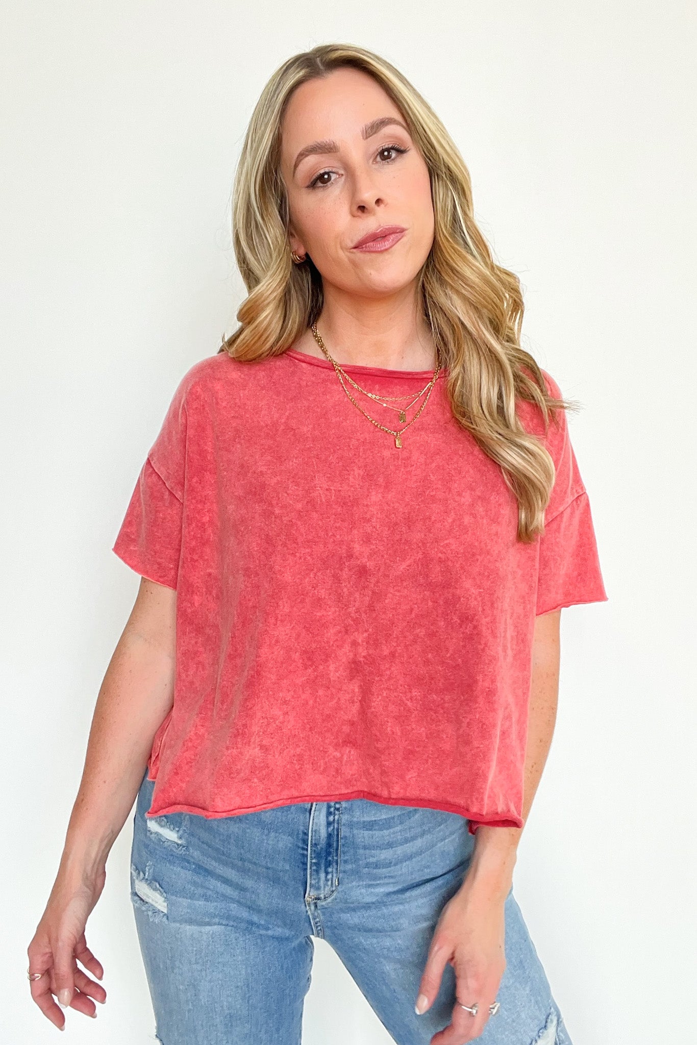  Amorettah Acid Wash Cropped Tee - BACK IN STOCK - Madison and Mallory