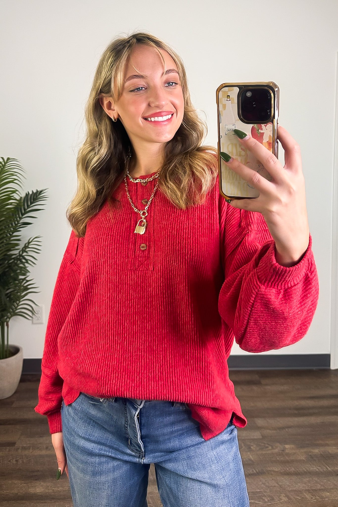 Cozy Outcome Ribbed Henley Top - FINAL SALE