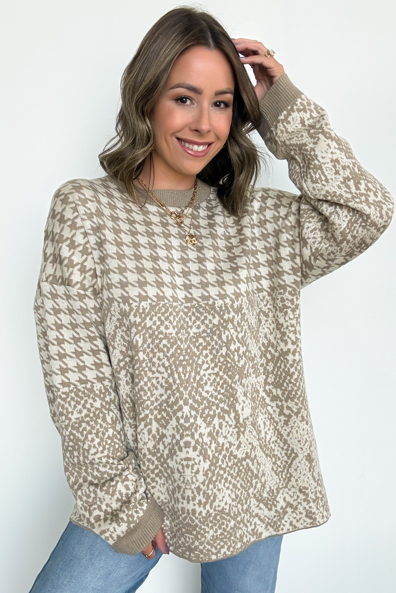Iconic Ways Contrast Knit Pattern Sweater - FINAL SALE - Madison and Mallory