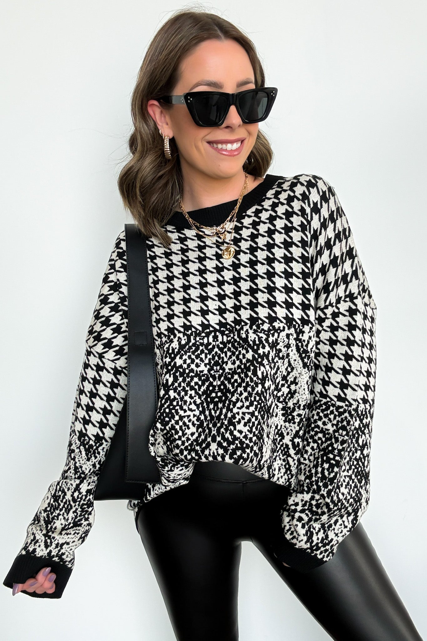 Black / S Iconic Ways Contrast Knit Pattern Sweater - FINAL SALE - Madison and Mallory