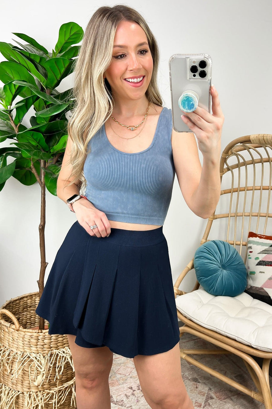 Navy / S If You Pleats Activewear Skort - Madison and Mallory