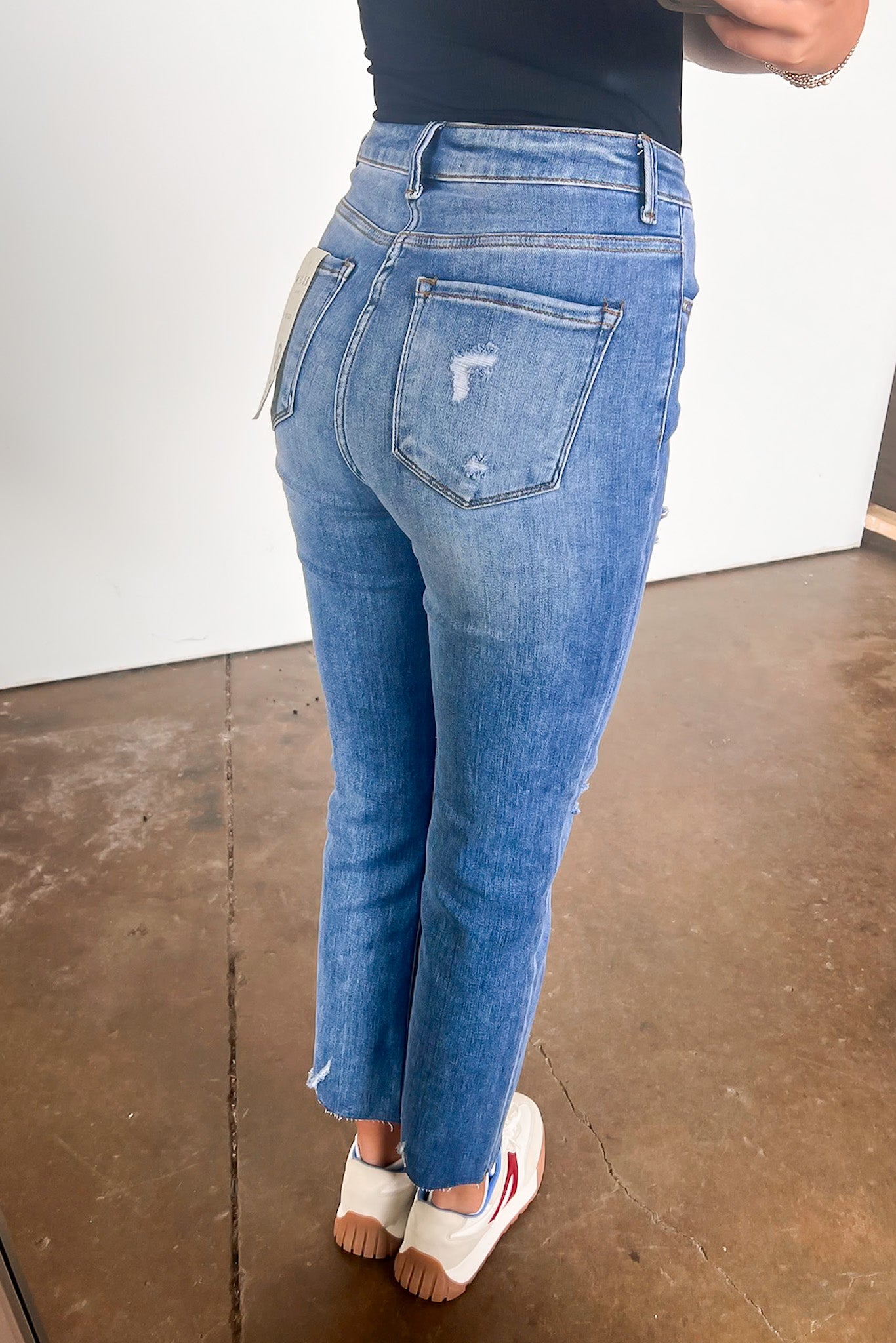  Janeska High Rise Distressed Slim Straight Jeans - Madison and Mallory
