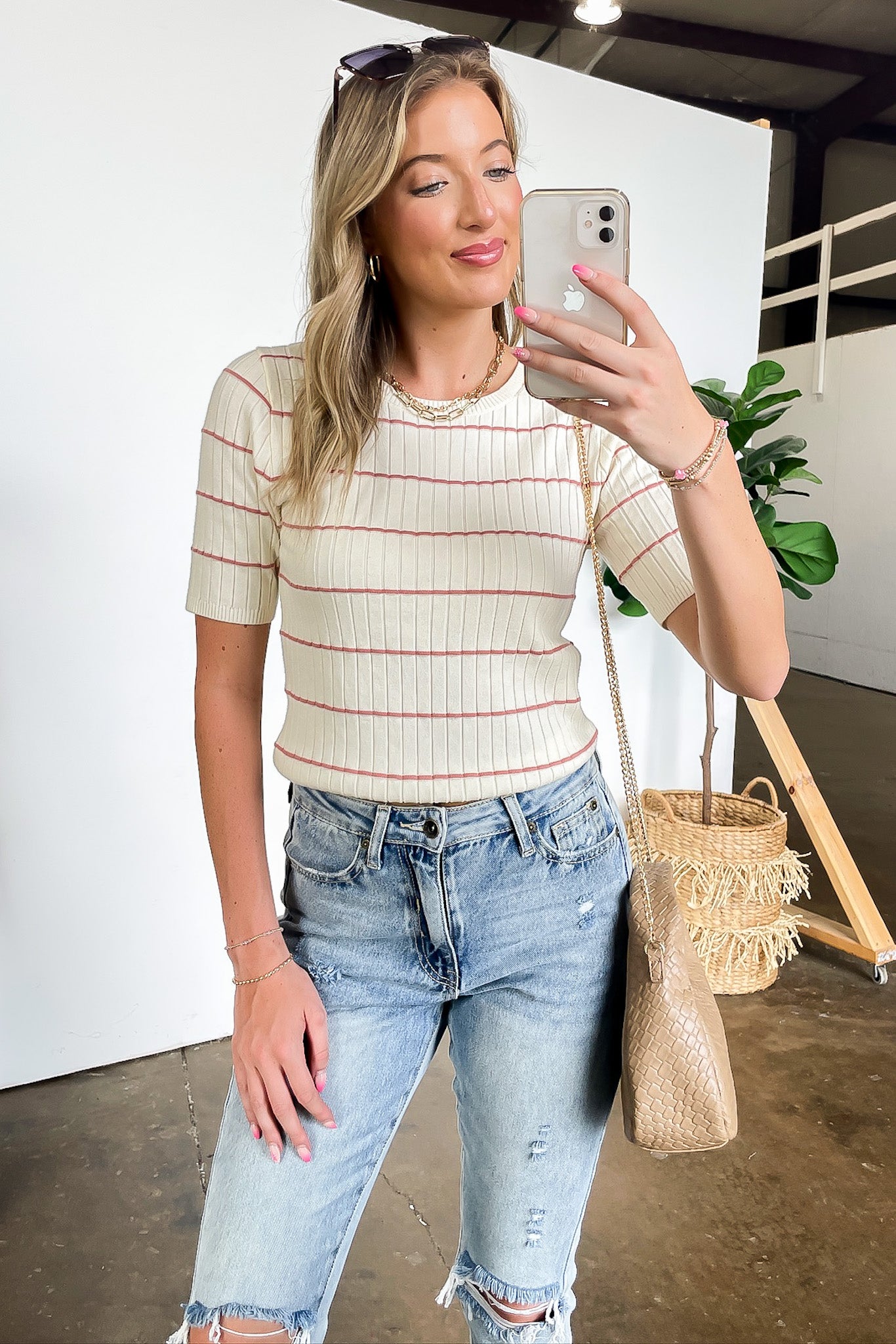 Janey Striped Rib Knit Top - Madison and Mallory